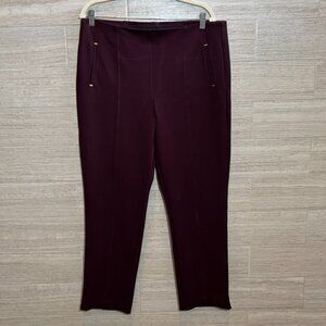 Chico's Burgundy Red Pullup Ankle Cropped Pants Size 14